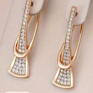 Elegant Rose Gold Color and Silver Women's Earrings